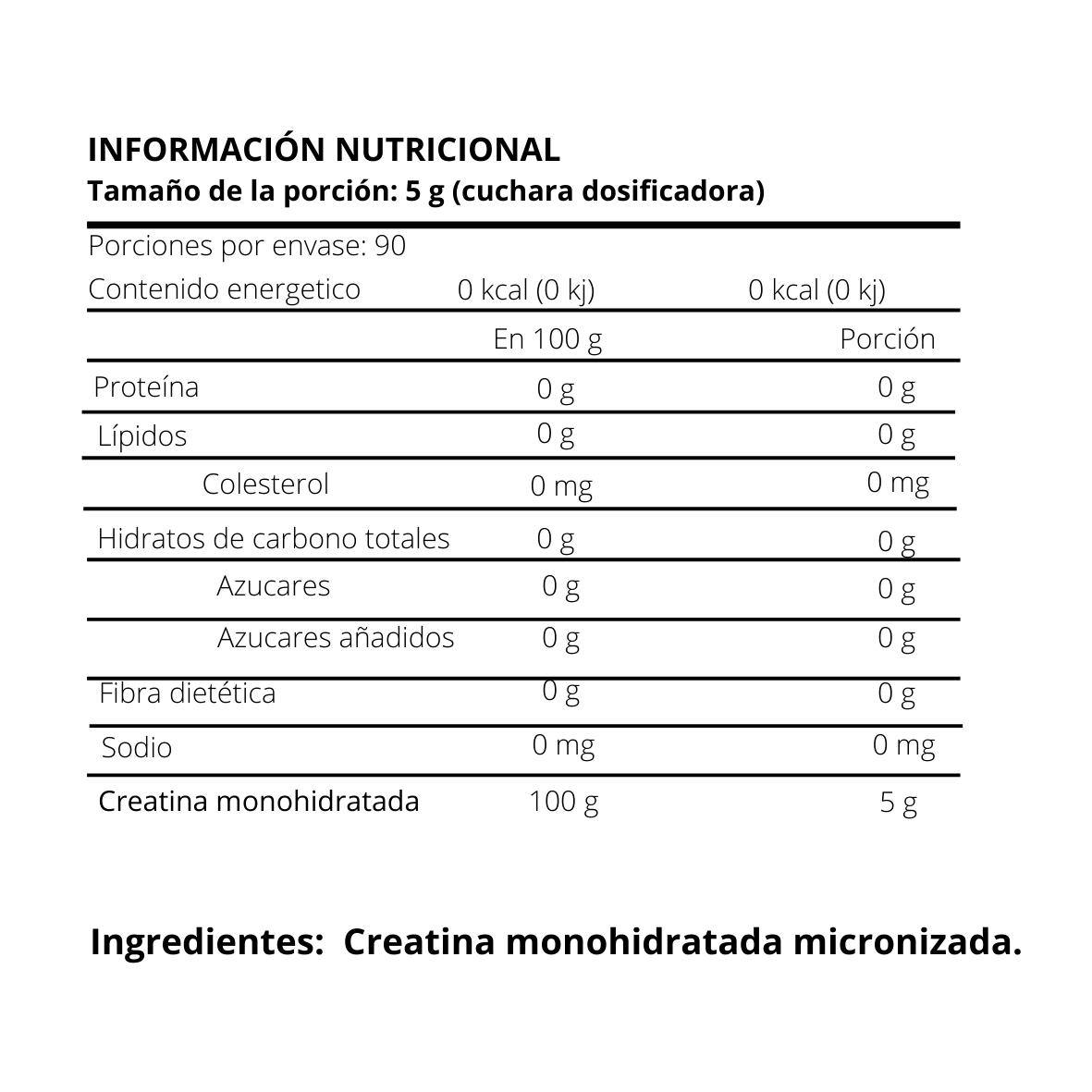Creatina monohidratada | 450 g | 90 porciones