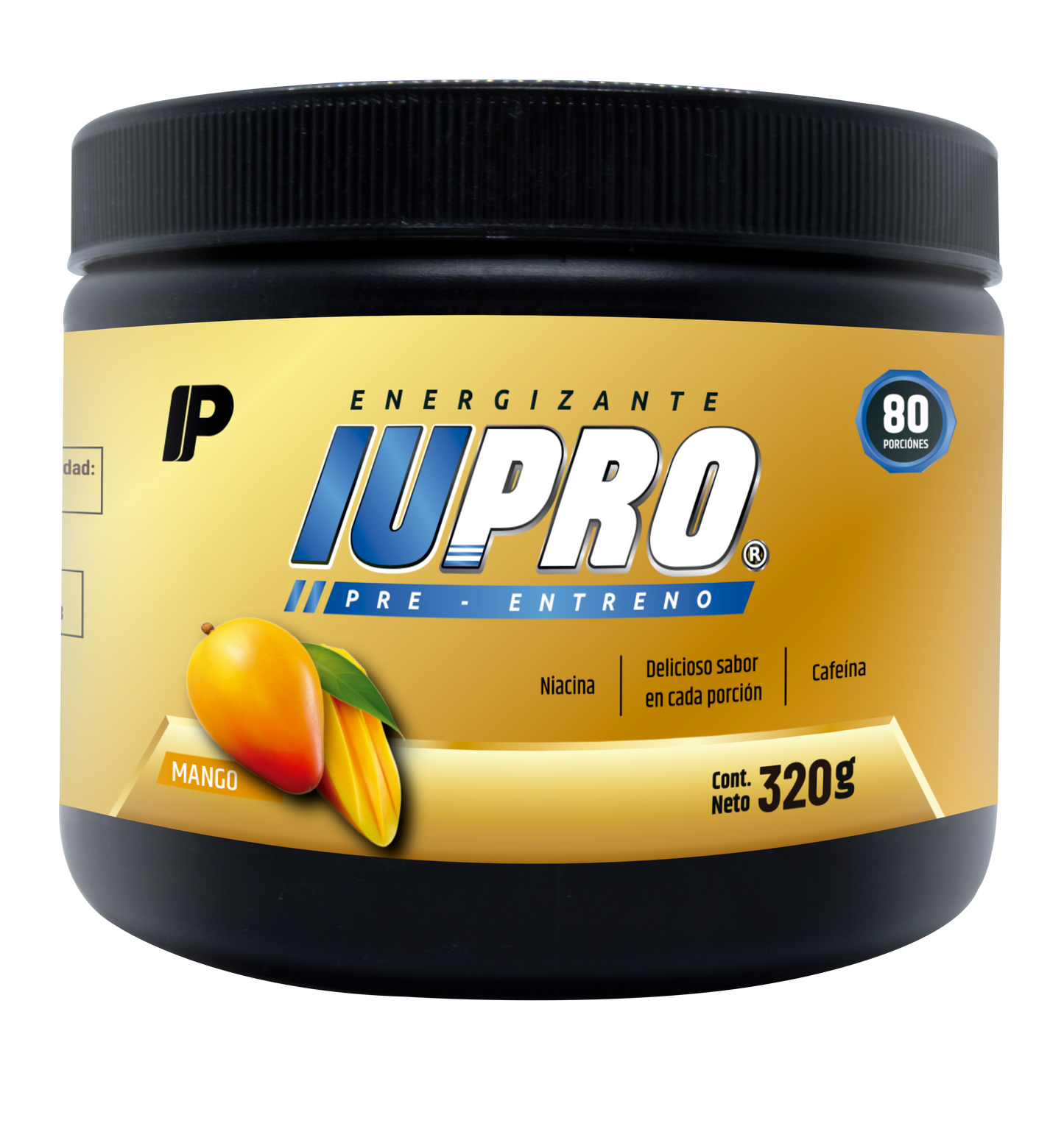 Pre entreno 80 porciones IUPRO | Energizante | 150 mg de cafeína | 50 mg de niacina