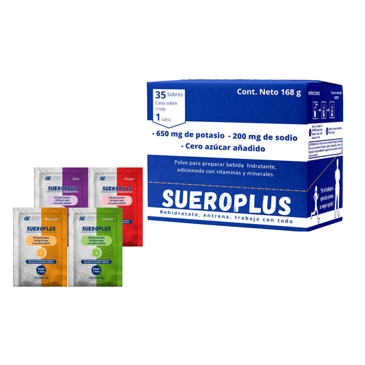 Sueroplus 35 sobres | Sabor variado Naranja - Limón - Uva - Fresa