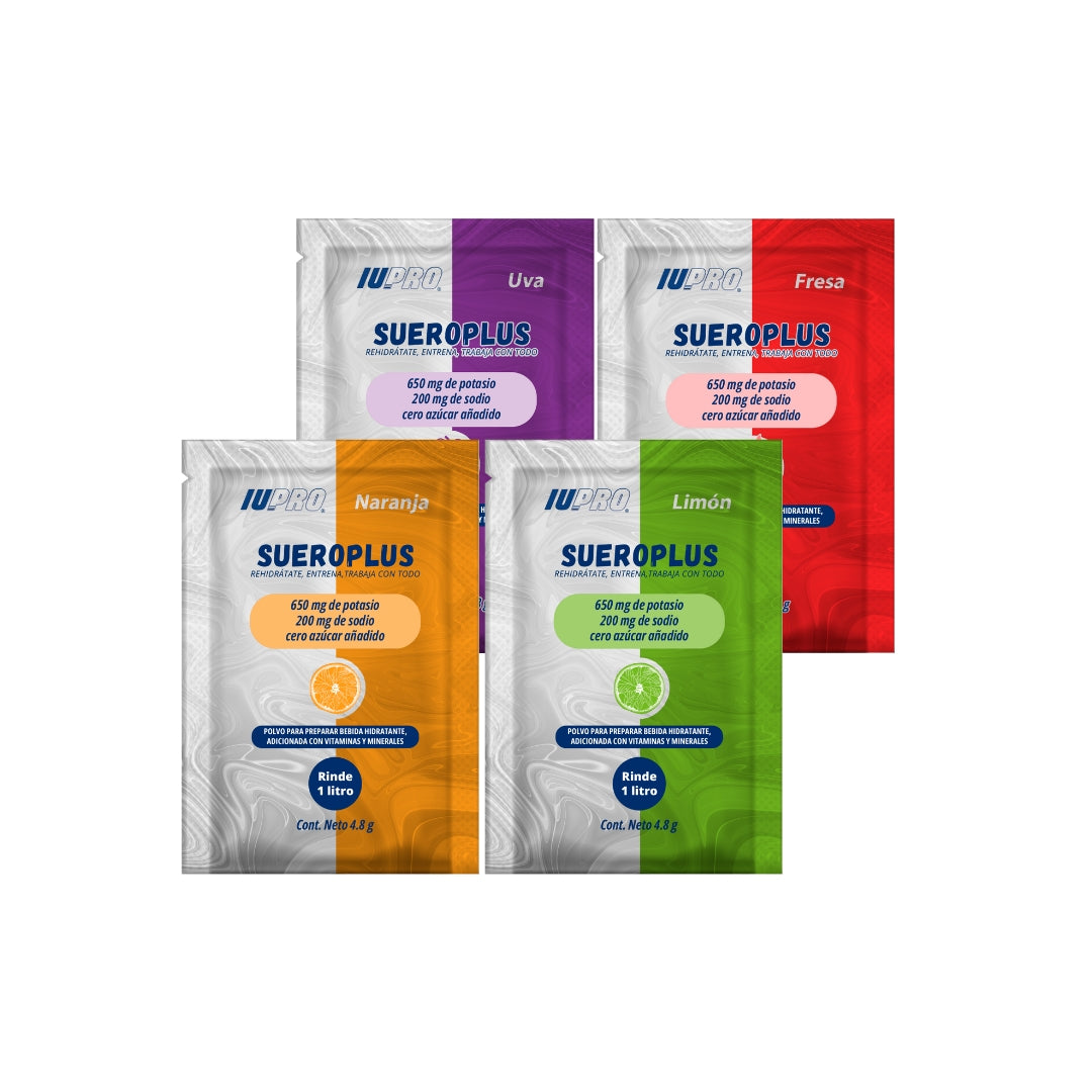 Sueroplus 35 sobres | Sabor variado Naranja - Limón - Uva - Fresa