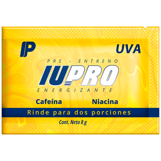 Pre entreno 150 mg cafeína | 50 mg niacina | Energizante | Rinde 2 porciones | Uva | Mango | Fresa